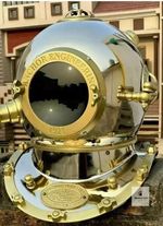 Boston Chrome 18" Inches Diving Helmet, US Navy Mark IV Deep Scuba Divers Helmet