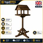Deluxe Dark Wooden Bird Feeding Garden Table – Large Outdoor Free-Standing Bird