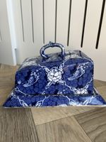 Vintage Regency Ironstone Cobalt Flow Blue Floral Chintz Butter / Cheese Dish