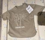TU Khaki Baby T-Shirt 3-6 Months Short Sleeve Crew Neck Graphic Beach Print