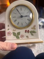 Wedgwood Wild Strawberry Bone China Desk Clock Quartz Roman Numerals Arched