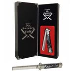 Mr Sweeney Tod Stainless Steel Switchblade Foldable Comb (Black) - Push Button
