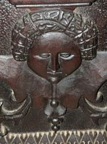 Antique Carved Hardwood Cabinet Door Panel Gothic Revival Urn Face Mask Salvage