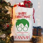 Personalised Harry Christmas Sack Wizard Santa Present Childrens Xmas Bag NS043