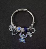 NEW DISNEY STITCH ADJUSTABLE SILVER MULTI CHARM BRACELET / BANGLE ~ BLUE