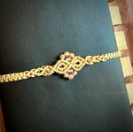 Handmade macrame bracelet w/ sunstone and labradorite crystals