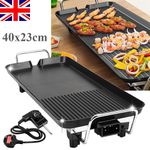 Electric Teppanyaki Table Top Grill Griddle BBQ Hot Plate Barbecue 40cmx23cm UK