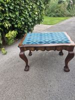 Georgian Style Upholstered Mahogany Stool Ball And Claw Feet