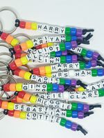 Personalised Beaded Keyrings School Leavers Primary Colour Keychains