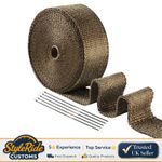 5M TITANIUM MANIFOLD GOLDEN BLACK EXHAUST HEAT WRAP INSULATING TAPE WITH 5 TIES