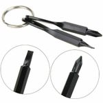 2 x Black Keyring Screwdriver Set – Slot & Phillips  Compact Utility Tool Gift