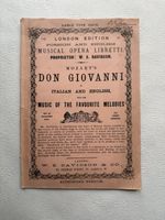 Mozart Don Giovanni Opera Libretto c1877 W S Davidson London Italy English Rare