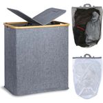 Lidded Laundry Basket with 2 Removable Mesh Bags Large Dirty Clothes Storage
