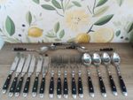 Vintage 1980's Heavy  Stainless Steel Cutlery with Riveted Handles Bundle