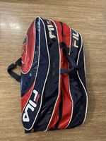 FILA 6 Racquet Tennis Bag Red White Blue Storage Compartments Adjustable Strap