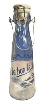 Vintage French Milk Bottle Le Bon Lait Porcelain Swing Top Ferme du Vallon