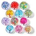 12x Tree of Life Glass Fridge Magnets 30mm Round Crystal Dome Magnet Set Gift