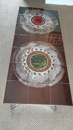 1960s Abstract Tiled Top Coffee Table Mid Century Vintage Retro Chrome Base 70s