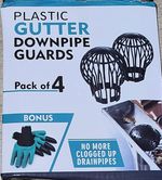 SET Of 4 PLASTIC Gutter Downpipe Filters, AND SET OF GLOVES