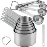 Smithcraft 14-Piece Measuring Cups & Spoons Set 18/8 Stainless Steel Metric US