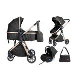 Baby Pram WITH CAR SEAT Buggy 4 in 1 Travel System Pushchair Up To 22Kg Black