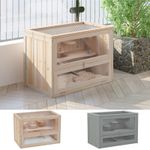 Wooden Hamster Cage Mice Rodents Hutch Small Animals 2 Levels 60x35x42cm