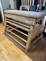 Vintage Gymnastic Pommel Horse, English, Suede, Pine, Athletic, Vaulting.  #7682