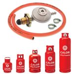 GAS BOTTLE REGULATOR POL HAND TIGHTEN 1m ORANGE HOSE CALOR LPG PROPANE CYLINDER