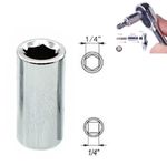 Square Drive 1/4" to 1/4" Socket Hex Bit Converter Holder - Adapter Only