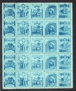 1890s/1900s Church Of Scotland Labels UM Scottish Abbeys Sheet Of 5 Strips Of 5