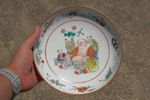 C0099. Famille Rose Plate with Maitreya Buddha Boys & Precious Cargo