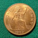 1967  QUEEN ELIZABETH  ONE PENNY PIECE.  CONDITION  RD