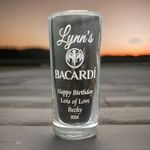 PERSONALISED BACARDI GLASS  inc GIFT BOX Any Name / Message Mum Sister birthday
