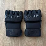 Black Open-Finger Martial Arts Sparring Gloves with Wrist Straps (Pair)