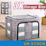 3PCS Clothes Storage Bags Bedroom Large Collapsible Storage Box Bedding Folding