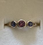 Pink And Blue Tourmaline Ring Size N.5 Stamped 375