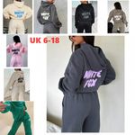 Women Girls 2PCS Fox Tracksuit - White Fleece Hoodie Soft Sports Wear Size 6-18