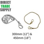Chrome & Brass Sink Basin Ball Chain 12" 18" S Hook - Universal Replacement