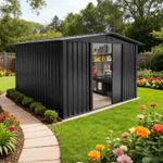 Metal Garden Shed 6X4, 6X8, 8X10ft Outdoor Storage Shed WITH FREE BASE & VENT