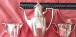 Antique Saart Bros. Sterling Demitasse Coffee Pot Set, 3‑Pc, No Mono, Early Set