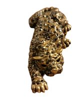 Vtg. Large Gold Tone Pouncing Cat Cheetah Leopard Rhinestone Pin Brooch Jewelry 