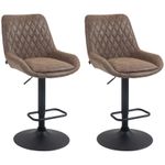 HOMCOM PU Leather Padded Bar Stools Set of 2 with Metal Base, Coffee