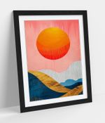 PINK ORANGE SUNSET LANDSCAPE POSTER DECOR FRAMED WALL ART POSTER PRINT 4 SIZES