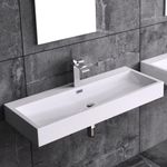 Bathroom Wash Basin Sink Stone Resin Wall Hung Countertop Slotted Waste 1000mm