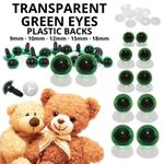 TRANSPARENT GREEN Eyes with PLASTIC BACKS - Teddy Bear Knitted Toy Doll Safety