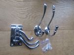 Solid brass POLISHED CHROME finish coat hook Rustic hat and coat hooks vintage