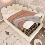 Plush Upholstered Daybed Ottoman Lift Up Storage Bed 3ft Single Sofa Bed Beige