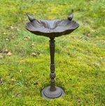 Cast Iron Bird Bath Free Standing Ornamental Garden Wild Feeder Decorative