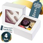 4 hole Cupcake boxes with Clear Window & Inserts in Pack of 5, 10, 25, 50, 100