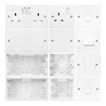 Switched Plug Sockets White Plastic UK Light Electrical Wall Socket 13 Amp